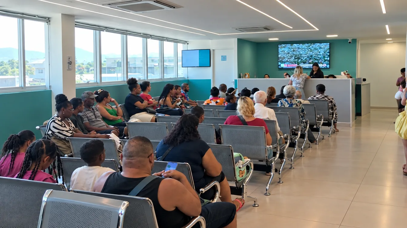 Recepção e balcão de atendimento da Clínica Mais Vida