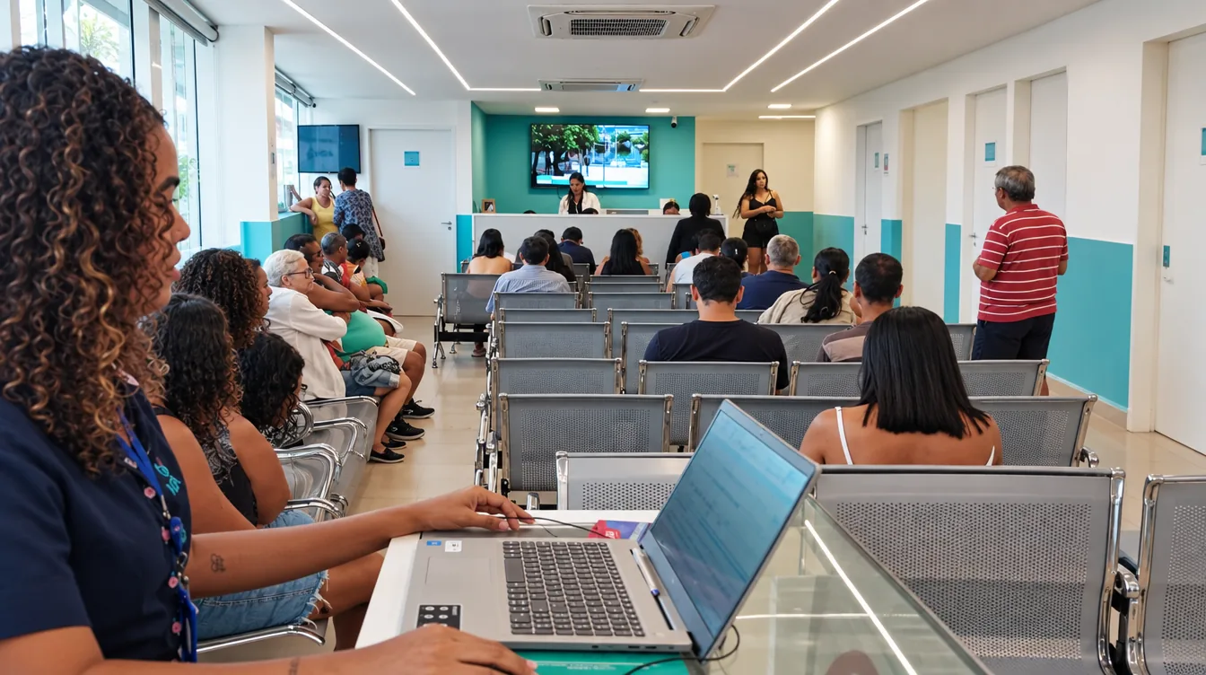 Sala de espera da Clínica Mais Vida com pacientes